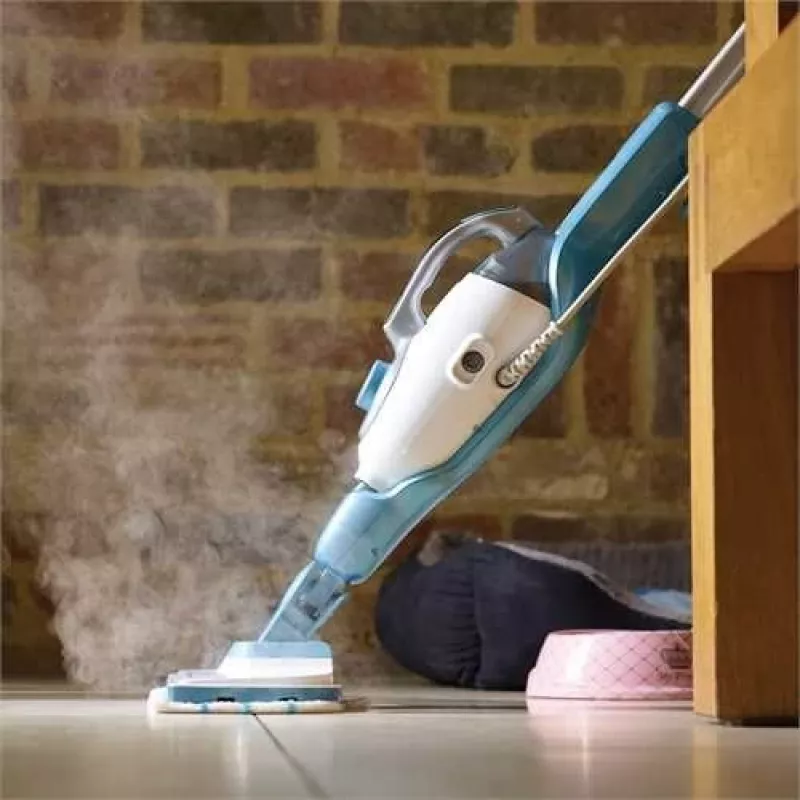 Garų šluota Juoda & Decker FSMH1351SM-QS — 1300W, 0,5L bakelis, 6m laidas, 9-in-1 kietoms grindims