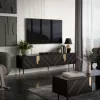 Televizoriaus spintelė cama meble Cama 4D MOUNTAIN 2040×400×550 mm juoda + aukso spalvos medžio drožlių plokštės viršus