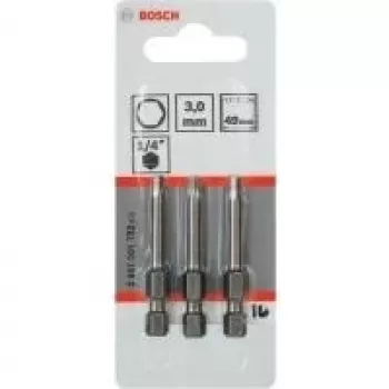 Atsuktuvo antgalių rinkinys Bosch 3 vnt. ypač kietas, šešiabriaunis 3 mm, 49 mm ilgis, 1/4 colio kotas