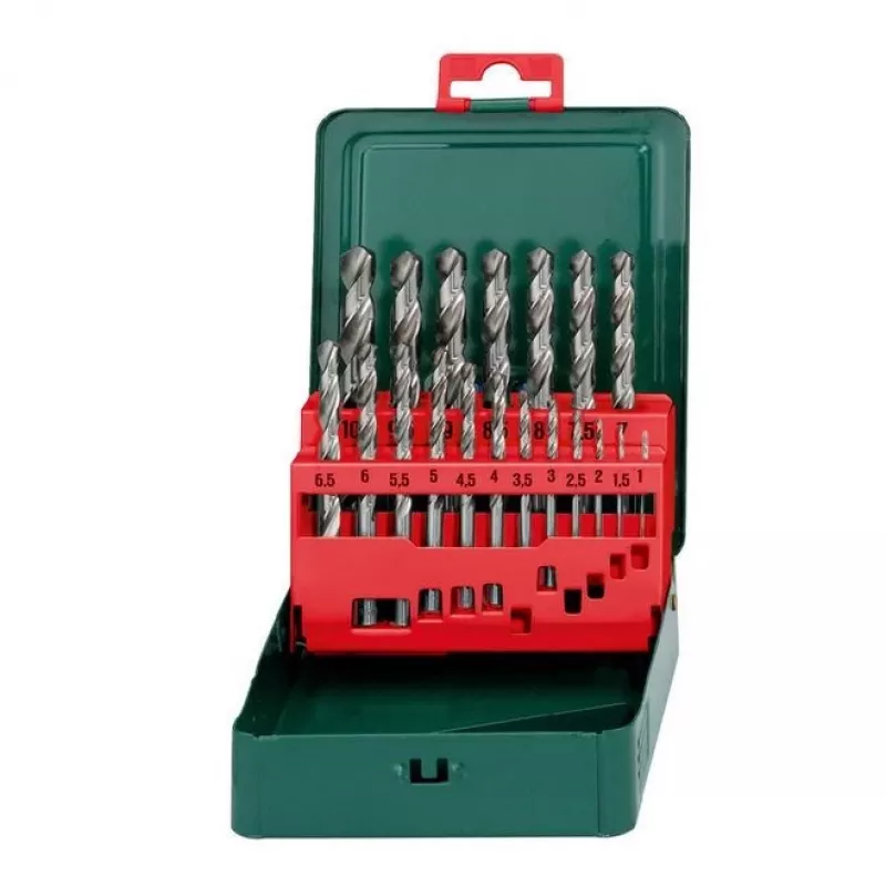 HSS grąžtų rinkinys Metabo 627153000 — 19 vienetų, DIN 338, cilindrinis kotelis