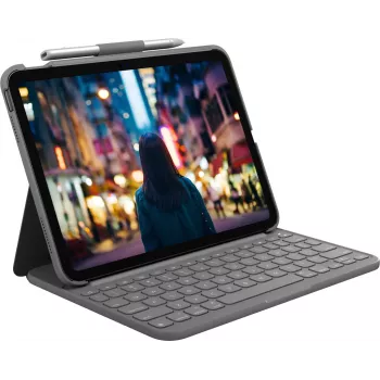 „Logitech 920-011423“ mobiliojo įrenginio klaviatūra, QWERTZ, vokiečių k., „Bluetooth“, pilka