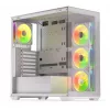 PC korpusas KRUX Exo RGB White — ATX bokštas, plieninis, 2×3,5 colio + 2×2,5 colio nišos, USB-C, RGB