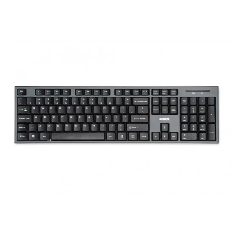 IBOX Desktop Kit Pro belaidė klaviatūra ir pelė, QWERTY viso dydžio 104 klavišai, 2,4 GHz, 1200 DPI, juoda