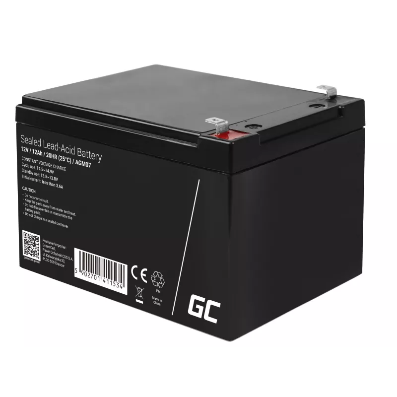 AGM baterija Green Cell 12V 12Ah – sandari švino rūgštinė (VRLA), 151×98×95 mm, 3.3 kg
