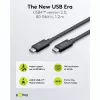 USB-C laidas WENTRONIC USB4 Gen4 1,2 m — palaiko 16k@60Hz ir 4K@120Hz