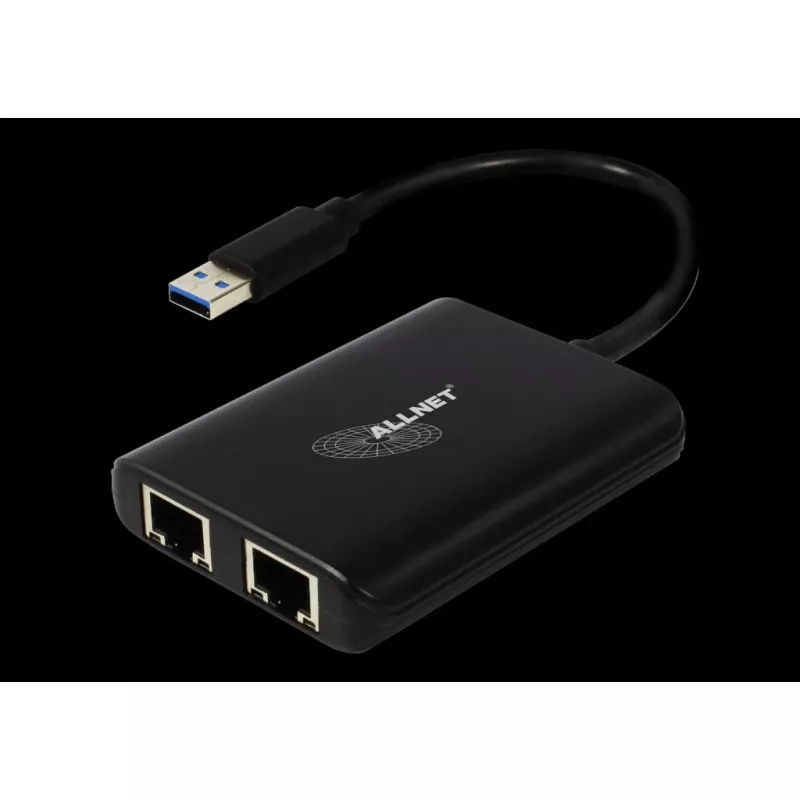 ALLNET ALL-NC-2G-102-USB-A USB 3.0 tinklo adapteris su 2x Gigabit Ethernet ir 1x USB šakotuvu