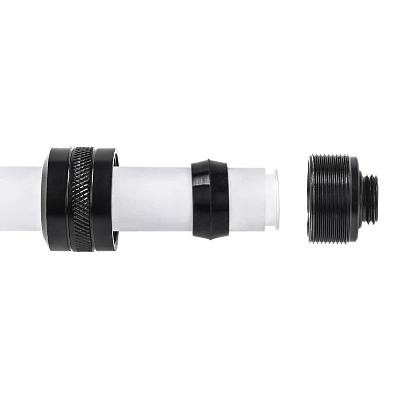 Jungtis Alphacool 17471 — žalvaris juoda, Ø22 mm, aukštis 20 mm