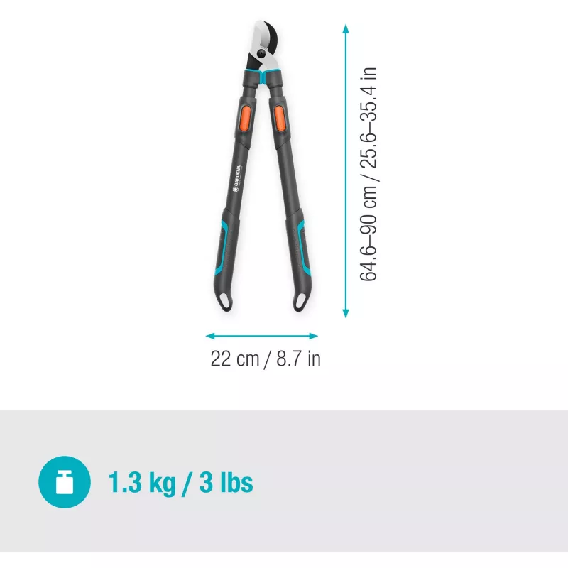 Gardena žirklės-šakų pjoviklis TeleCut Pro L pilka/turkio 65cm - 90cm (12041-88)