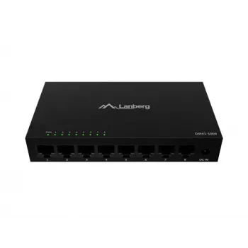 Tinklo komutatorius LANBERG DSM1-1008 8x 1 Gb/s nevaldomas Gigabit Ethernet stalinis 12V metalinis korpusas