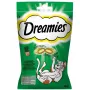 Kačių skanėstai Dreamies su katžole 60 g — traškūs mėsos skonio kąsneliai, 22% baltymų, 22% riebalų, 2% žalios ląstelienos