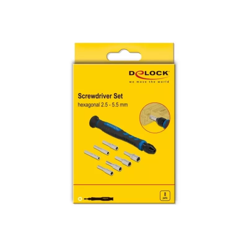 Atsuktuvų rinkinys DeLOCK 90551 8 vnt. išorinis šešiakampis tuščiaviduris kotas 2,5 - 5,5 mm