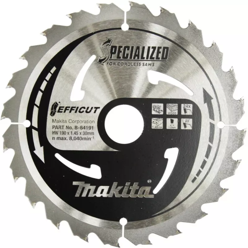 Makita Specialized EFFICUT - diskinis pjūklas - medžiui, metalui - 190 mm - 24 dantys (B-64191)