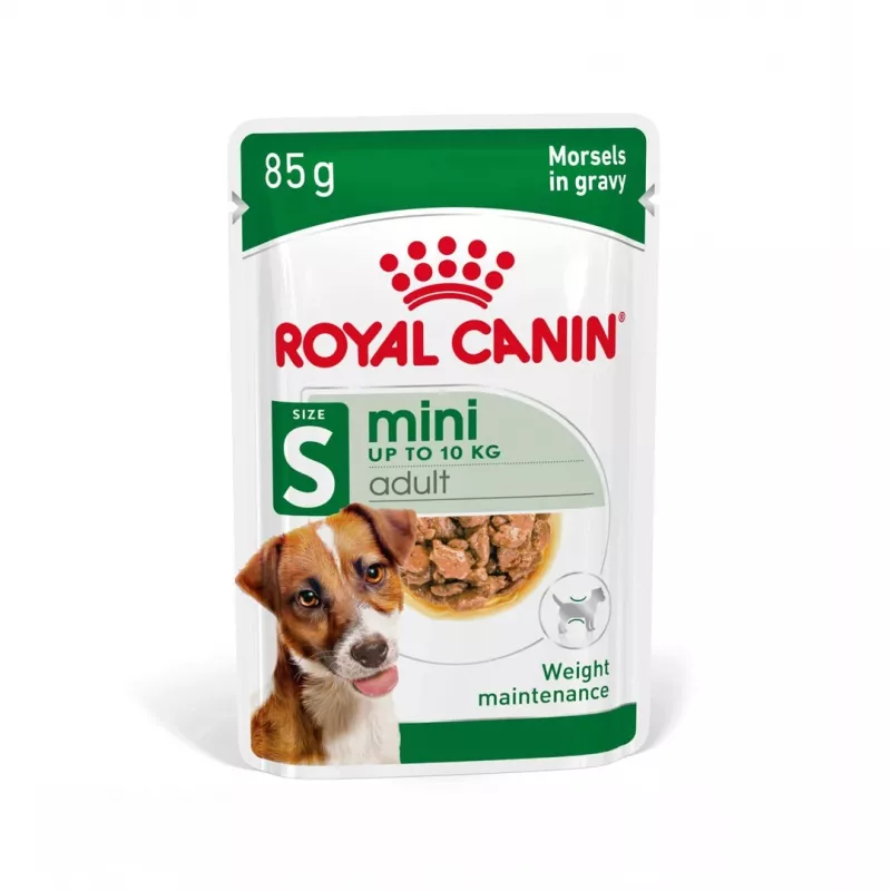 Šlapias šunų maistas Royal Canin Mini Adult paketėlis 85 g, paukštiena, mažoms veislėms 5–10 kg, 12 × 85 g pakuotė