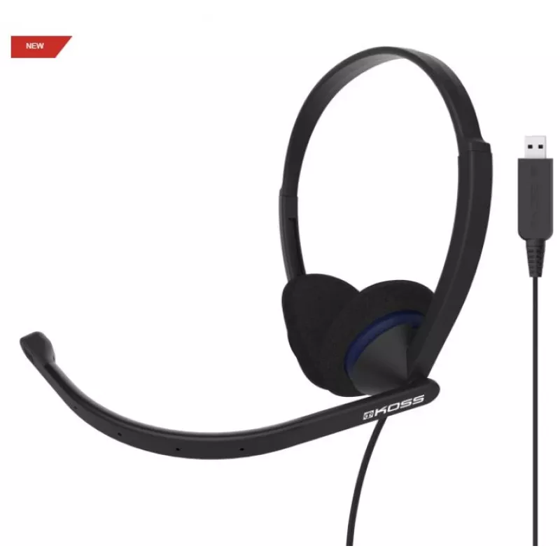 Koss CS200 USB ausinės su laidu, lankeliu, skirtos skambučiams/muzikai, USB Type-A, juodos