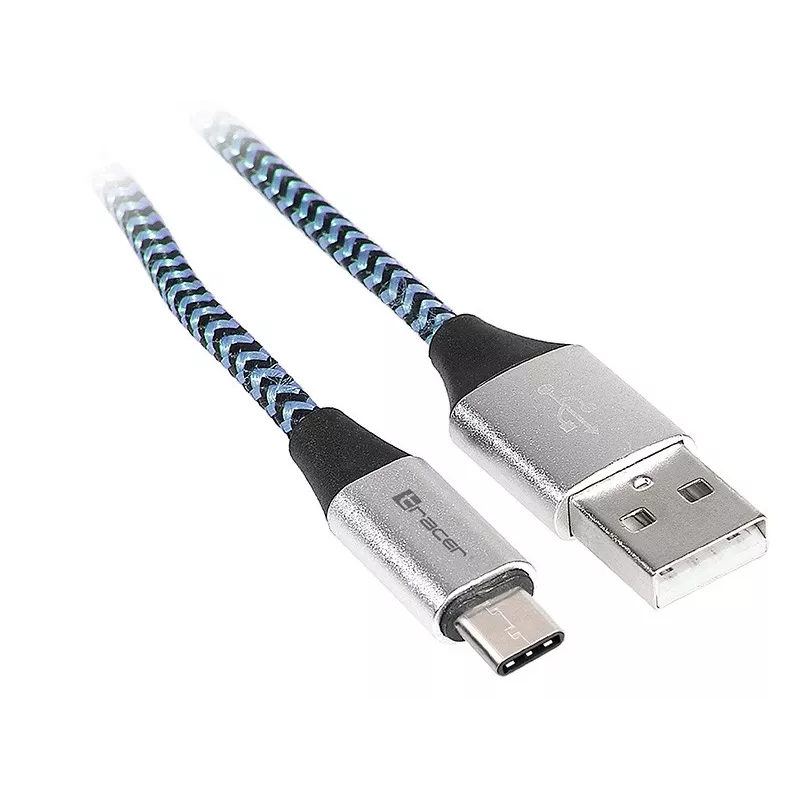 Tracer TRAKBK46266 USB laidas USB 2.0 1 m USB C USB A juoda mėlyna sidabrinė