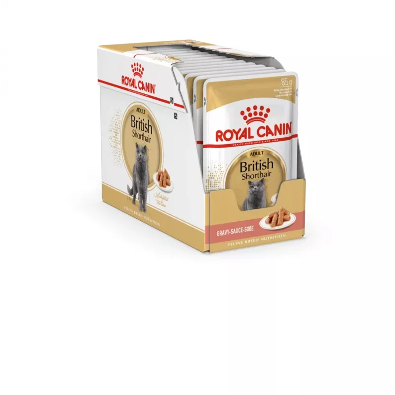 Šlapias kačių maistas Royal Canin British Shorthair Adult pakelis 85 g, paukštiena, ROYAL CANIN Feline Breed Nutrition