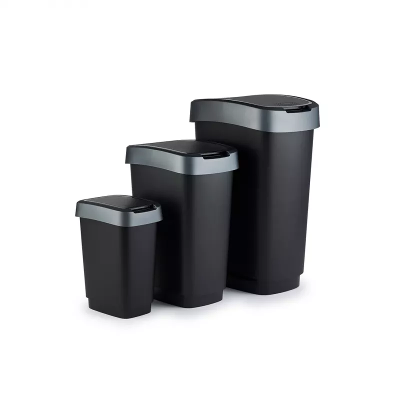 Atliekų dėžė Rotho Twist 50 L stačiakampė polipropileno, 50 L, 602×298×401 mm, juoda