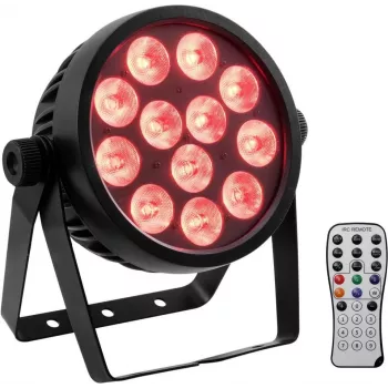 LED prožektorius EUROLITE 4C-12 Silent plonas 12W RGBW – kompaktiška scenos / aplinkos šviesa