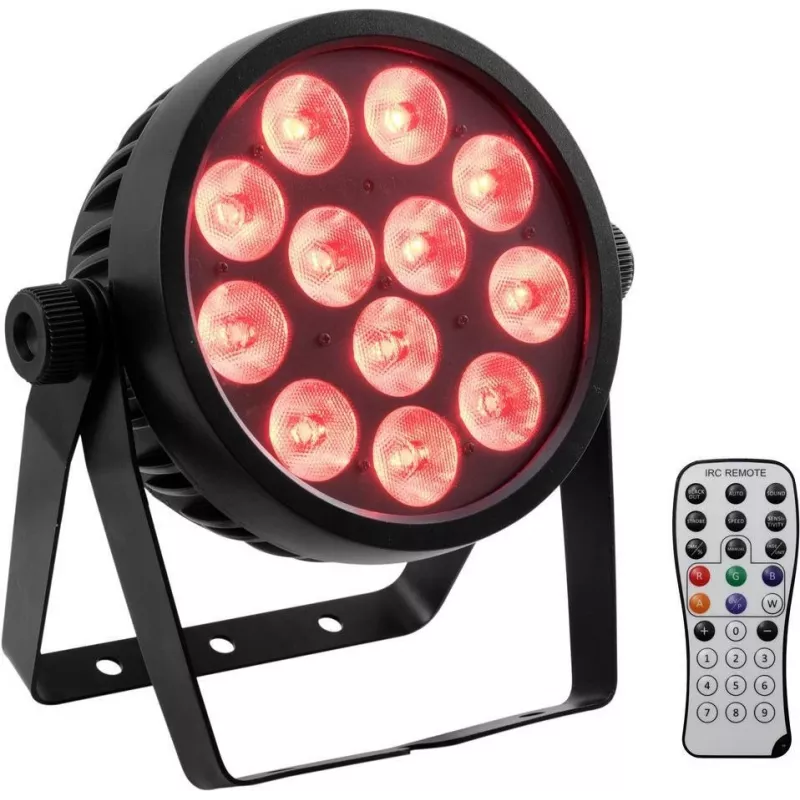 LED prožektorius EUROLITE 4C-12 Silent plonas 12W RGBW – kompaktiška scenos / aplinkos šviesa