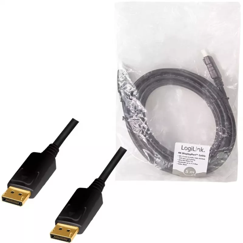 LogiLink CD0103 DisplayPort laidas DP/M į DP/M, 4K/60Hz, CCS, juodas, 5 m (CD0103)