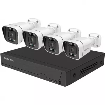 Foscam FNA108E-B4-2T vaizdo stebėjimo sistema balta 4x 4K PoE kulkos kameros, 1x 8 kanalų NVR