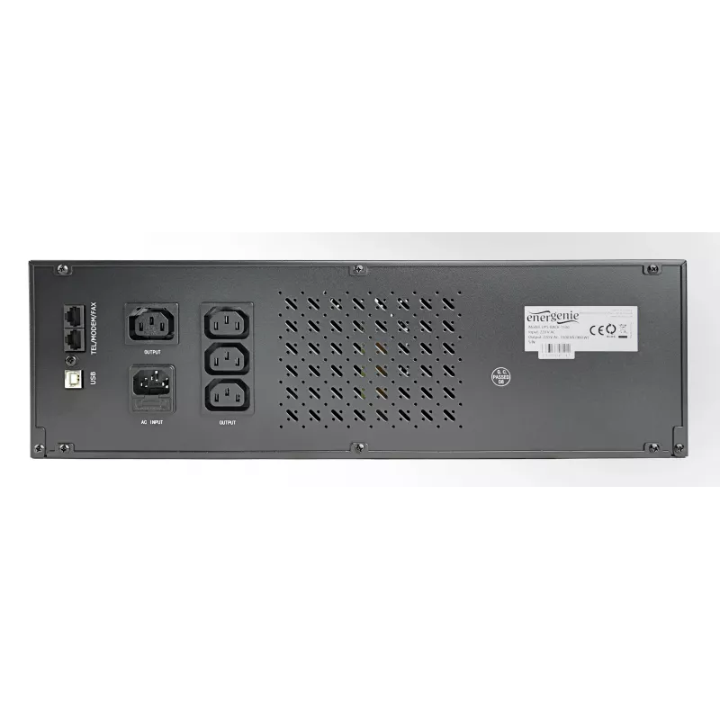 Gembird - UPS stelažinis 19'' 3.4U 1500VA, 4x IEC 230V išėjimai, IEC14 įėjimas, RJ11, USB, LCD, Line-Interactive 1.5 kVA 900 W 4 AC lizdai