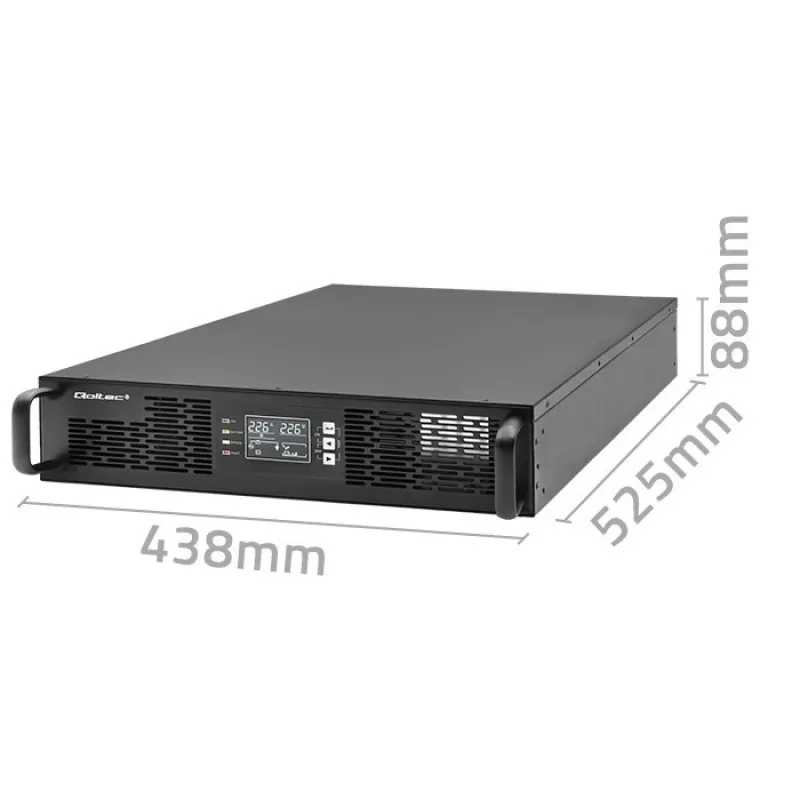 Qoltec 52285 nepertraukiamo maitinimo šaltinis (UPS) Dvigubo keitimo (Online) 1 kVA 1000 W 2 AC išėjimai