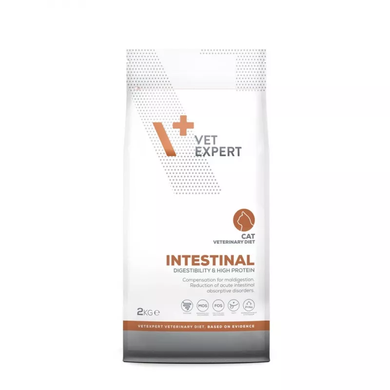 Sausas maistas VETEXPERT Veterinary Diet Intestinal katėms, 2 kg — paukštiena, 38% baltymų, 20% riebalų, be glitimo ir sojos