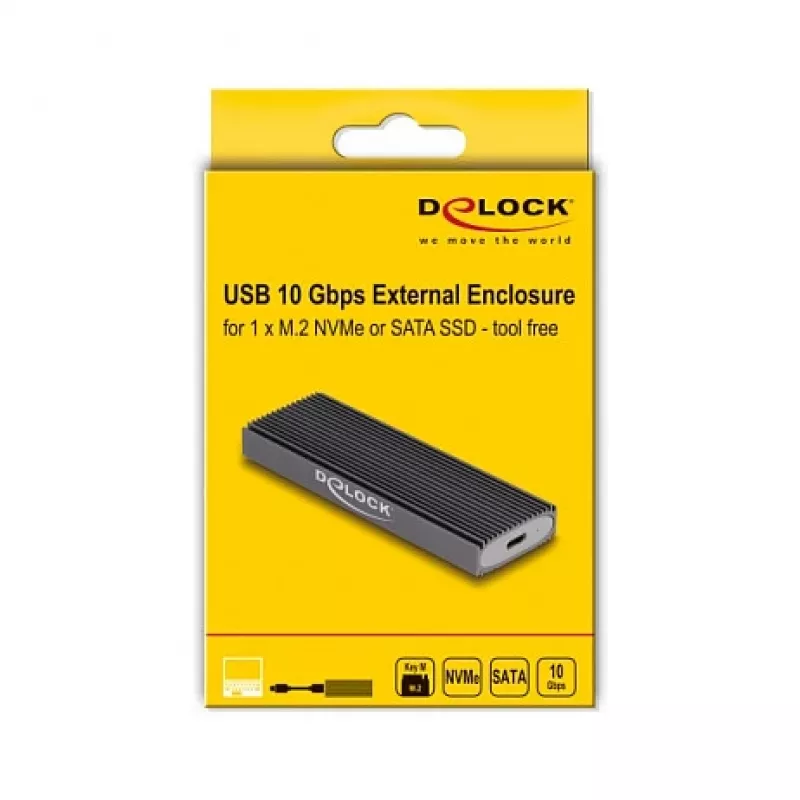 SSD korpusas DeLOCK External USB Type-C Combo Enclosure for M.2 NVMe PCIe or SATA SSD tool free