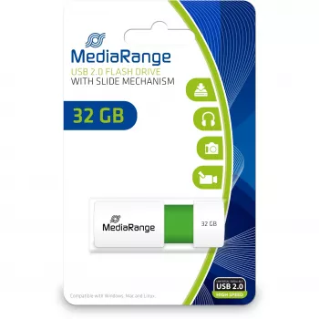 MediaRange - USB atmintukas - 32 GB - USB 2.0 - Balta, žalia (MR973)