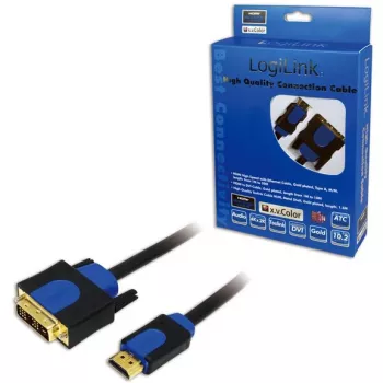 Vaizdo kabelio adapteris LogiLink CHB3102 2m HDMI DVI-D Juoda Mėlyna