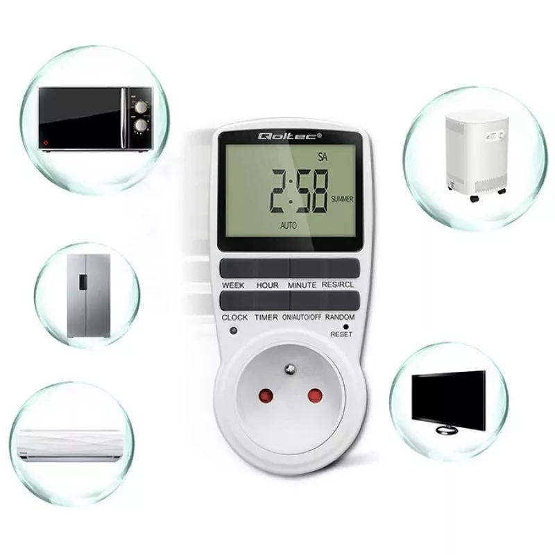 Elektroninis laikmatis QOLTEC PC0628 su LCD ekranu, 24 valandų atgalinė atskaita