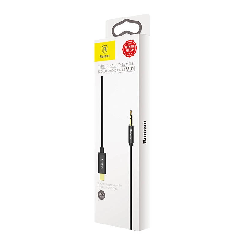 Baseus Yiven garso kabelis USB-C į 3,5 mm mini lizdą, 1,2 m (juodas)