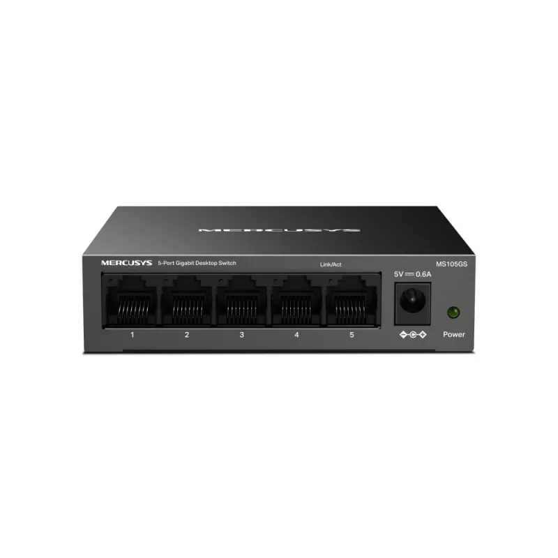 Mercusys MS105GS - Darbalaukio jungiklis, 5 Gigabit prievadai, juoda