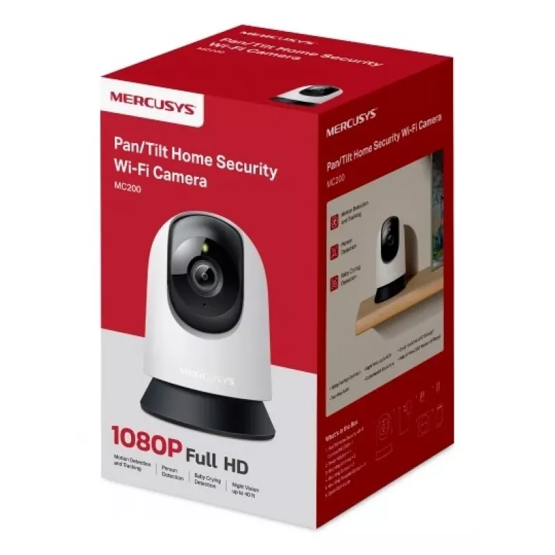 Vidinė stebėjimo kamera MERCUSYS MC200 Full HD 1080p, 87° matymo laukas, 30 kadr./s, naktinis matymas 12 m, MicroSD iki 512 GB
