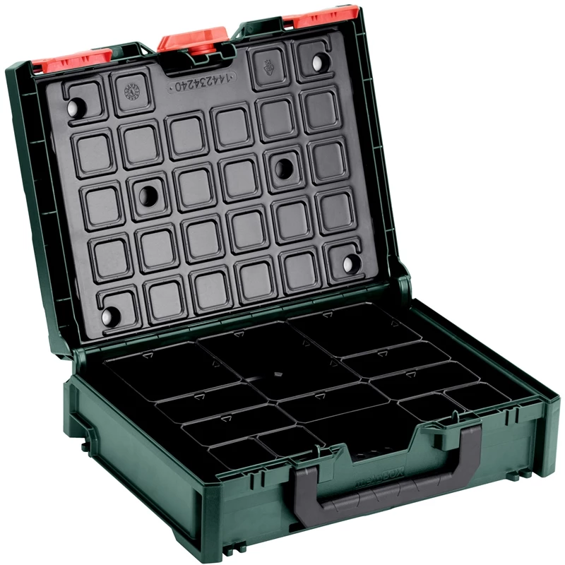 Įrankių dėžė Metabo metaBOX 100S Organizer – modulinė laikymo dėžė smulkioms dalims ir priedams