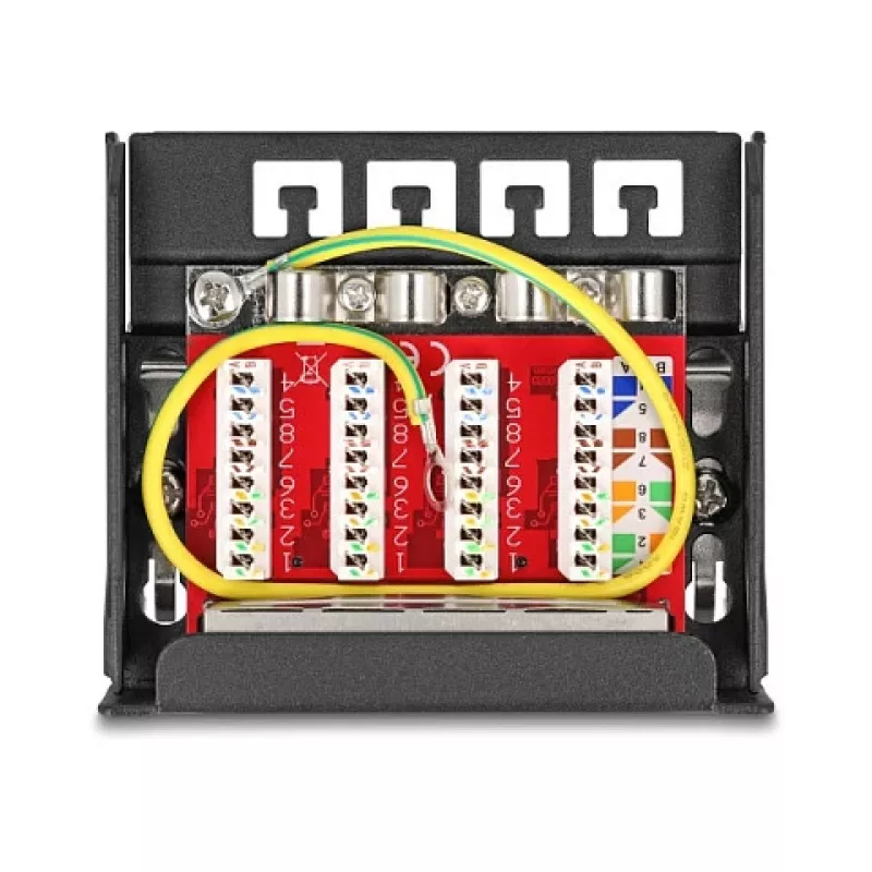 Patch panel DELOCK Mini Desktop RJ45 4-port Cat.6A shielded juodas, metalinis, 90×22×93 mm