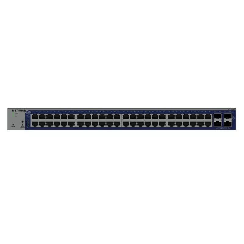 Valdomas Gigabit Ethernet komutatorius Netgear GS752TX, 48x RJ-45 10/100/1000, 10G palaikymas, 1U stovas, pilkas
