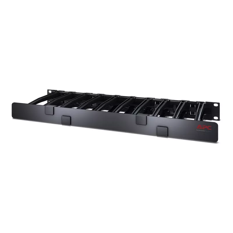APC NetShelter kabelių valdymas, horizontalus kabelių tvarkytuvas, 1U, vienpusis su dangteliu, juodas, 482,6 x 44,45 x 165,1 mm