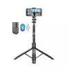 Trikojis selfie lazda Crong CRGSGU1BLK aliuminė Bluetooth su sulankstomomis kojelėmis ir telefono laikikliu