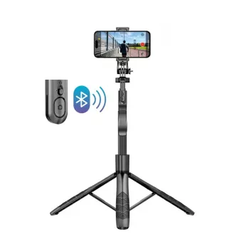Trikojis selfie lazda Crong CRGSGU1BLK aliuminė Bluetooth su sulankstomomis kojelėmis ir telefono laikikliu