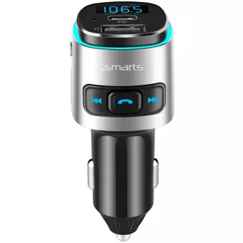 FM siųstuvas 4smarts 456201 Cigar lighter Juoda Sidabrinė AM FM Bluetooth