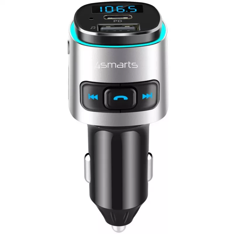 FM siųstuvas 4smarts 456201 Cigar lighter Juoda Sidabrinė AM FM Bluetooth