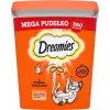 Traškučiai Dreamies mišrių skonių su vištiena ir sūriu 350 g — traškus mėsingas užkandis suaugusioms katėms, baltymai 22%, riebalai 22%