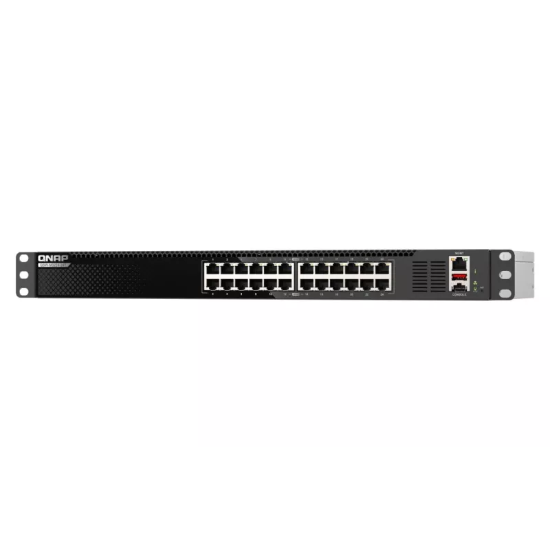 QNAP QSW-M3224-24T tinklo komutatorius Valdomas L3 10G Ethernet (100/1000/10000) 1U Juoda, Sidabrinė
