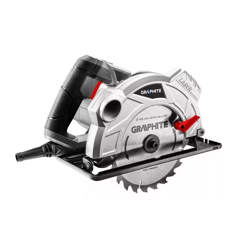 1500 W apskritas pjūklas Graphite 185 mm pjūklo diskas