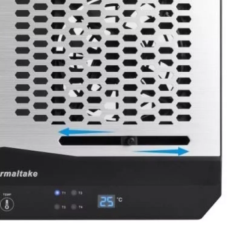 Nešiojamojo kompiuterio aušinimo padėklas THERMALTAKE CL-N002-PL12BL-A su 12 cm ventiliatoriumi, aliuminis ir plastikas, 390×277,5×49,3 mm, 1000–1300 RPM
