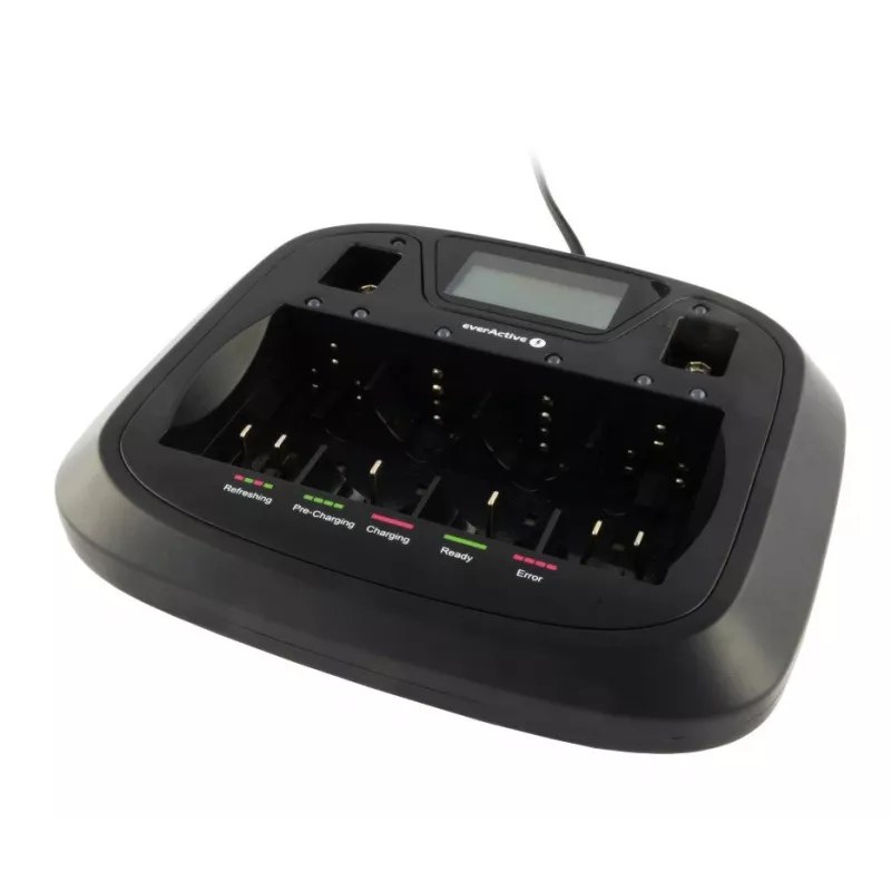 Baterijų įkroviklis everActive NC-900U Universal DC — įkrauna AA, AAA, C, D, 9V, iki 6 elementų, juodas