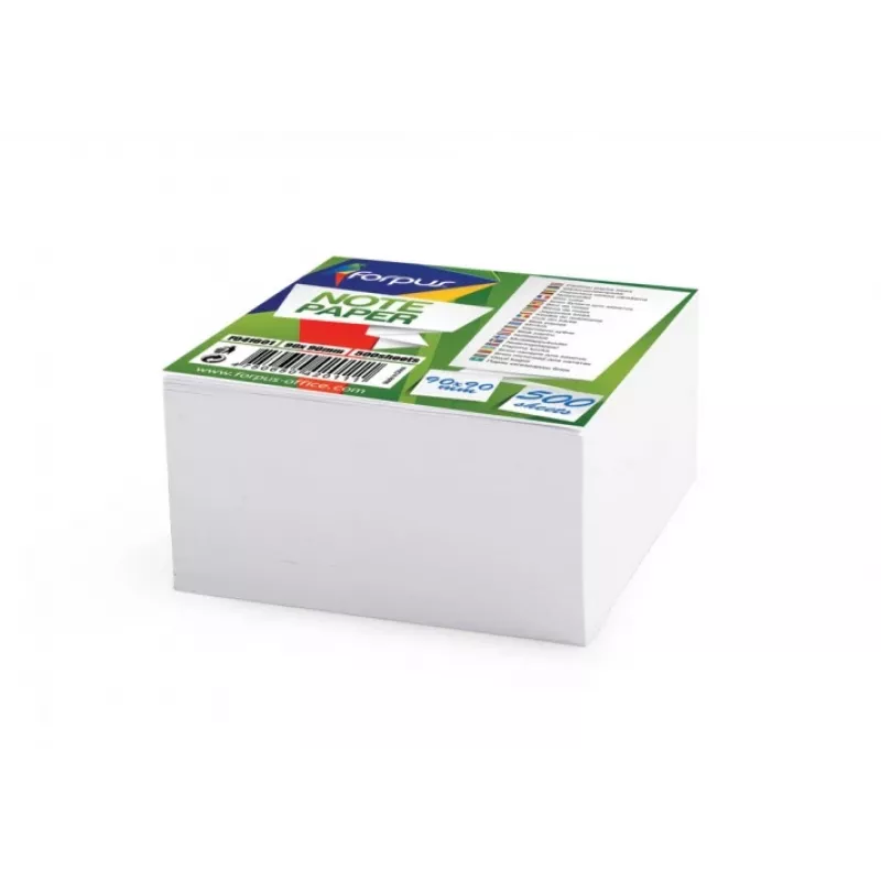 Notes Forpus, 9x9 cm, baltas, klijuotas (500) 0716-009