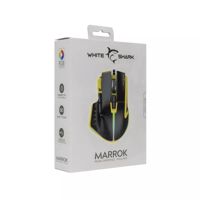 „White Shark GM-9006 MARROK Geltona RGB 12.000 dpi“ pelė